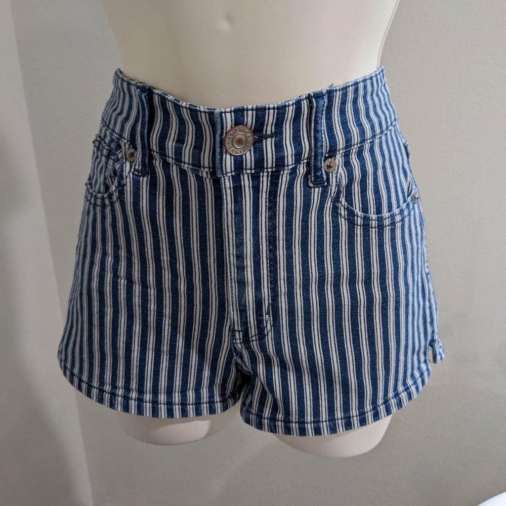 American Eagle Stripped Denim Stretch Shorts Jeans